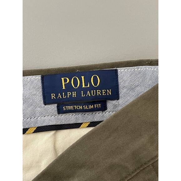 Polo Ralph Lauren Stretch Slim Fit 32X30 Side Pockets Olive Green Chino - Picture 5 of 7